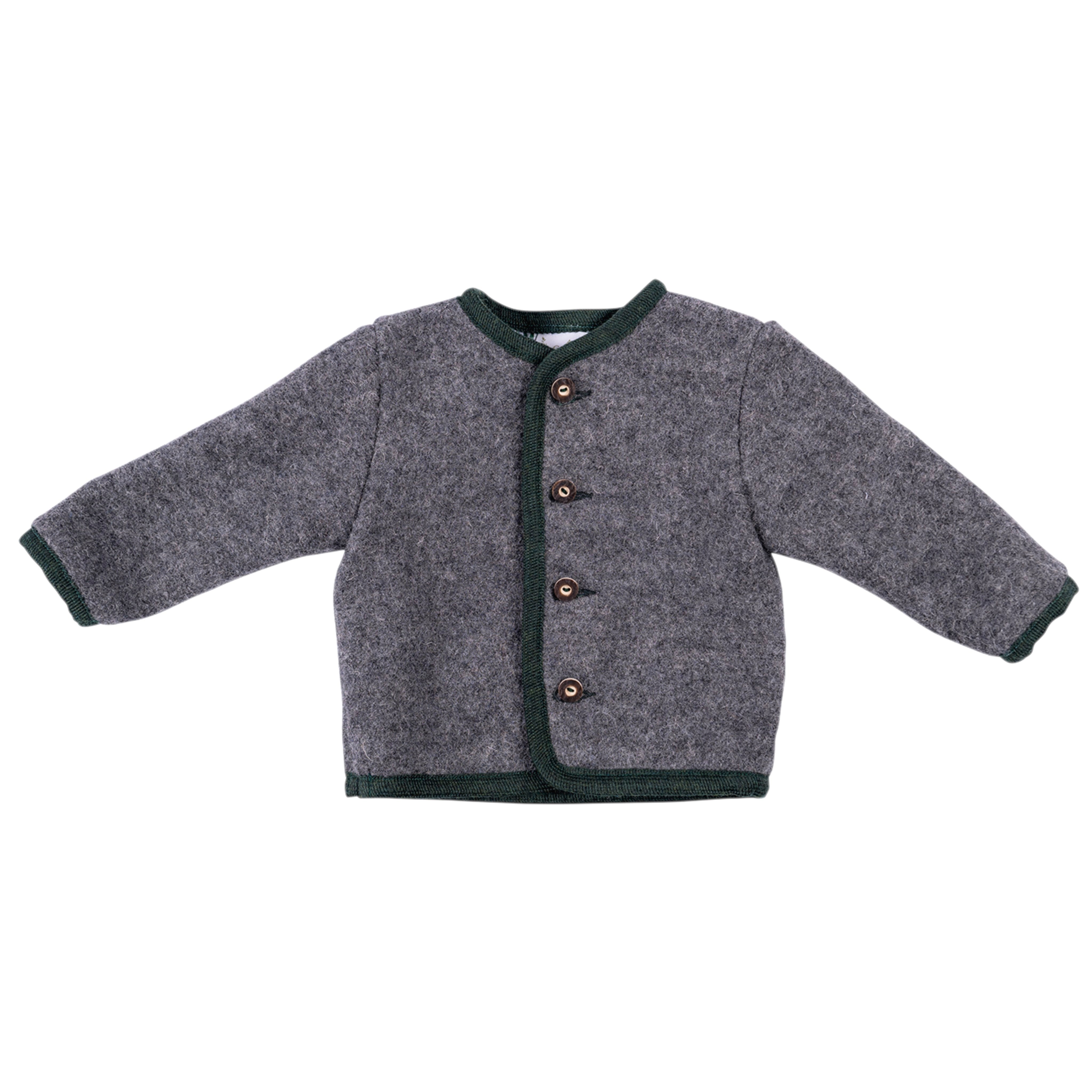 Walkjacke Trachtenjacke gefüttert Grau Grün Schurwolle
