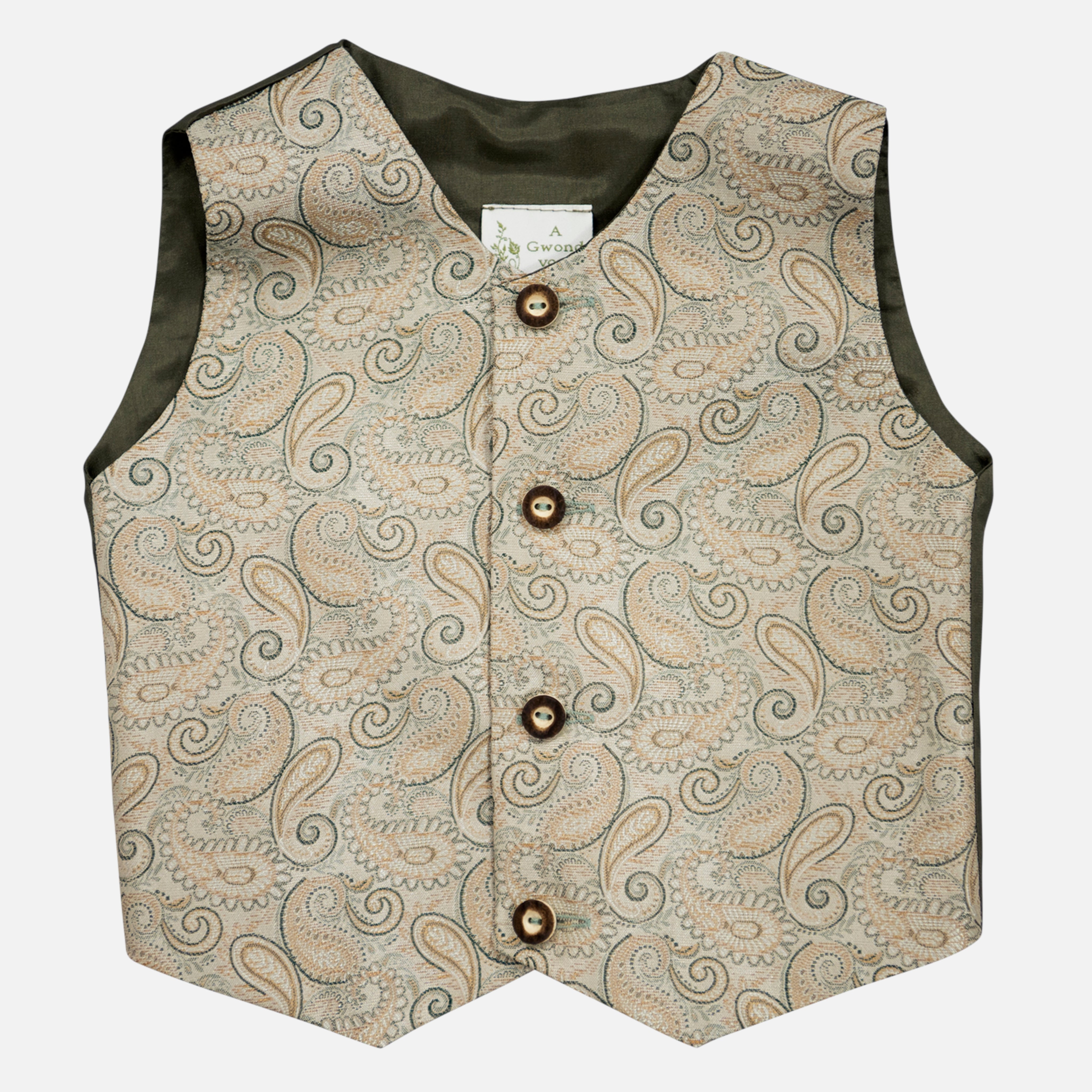 Trachtengilet Paisley Ocker Grün