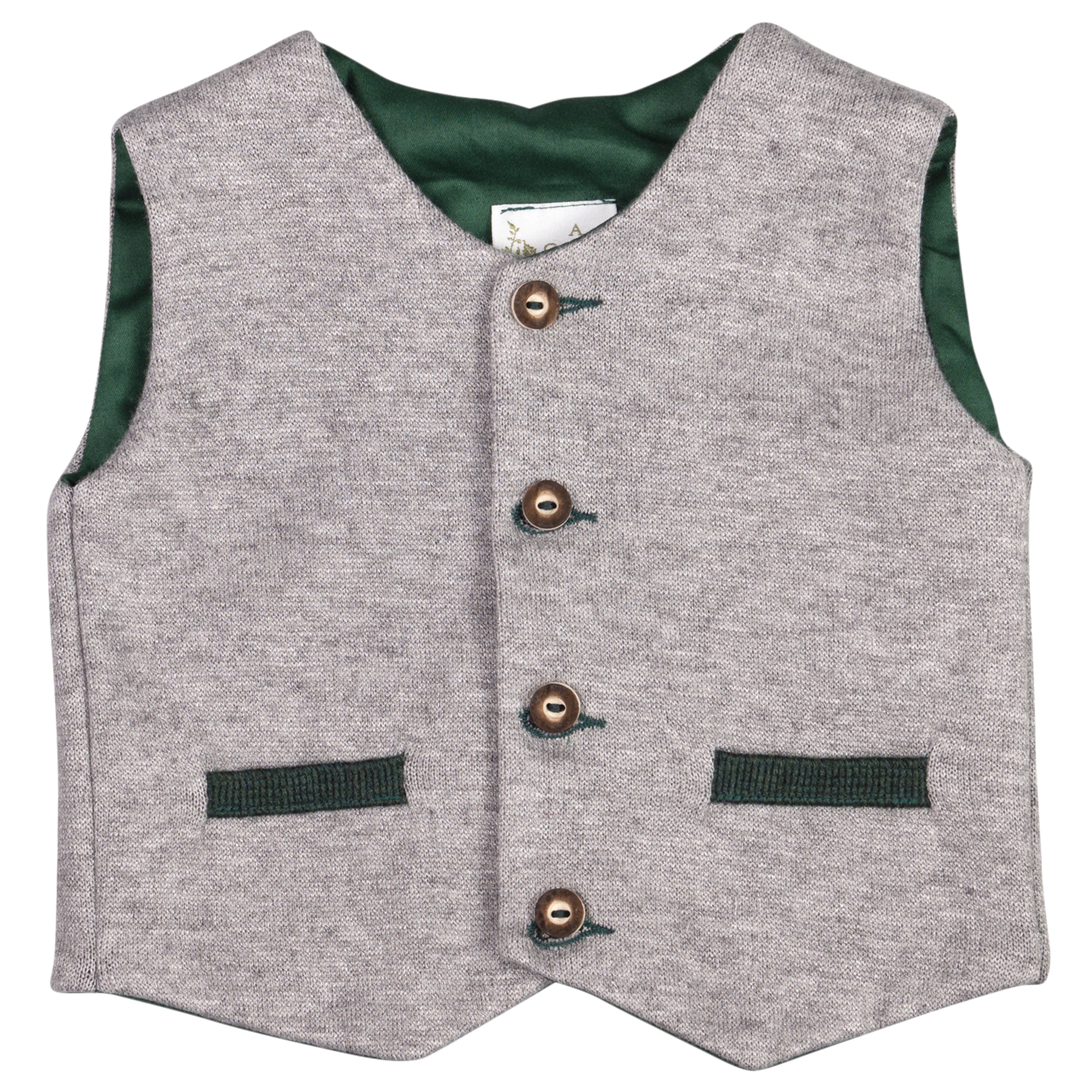 Trachtengilet Strickgilet Grau Grün