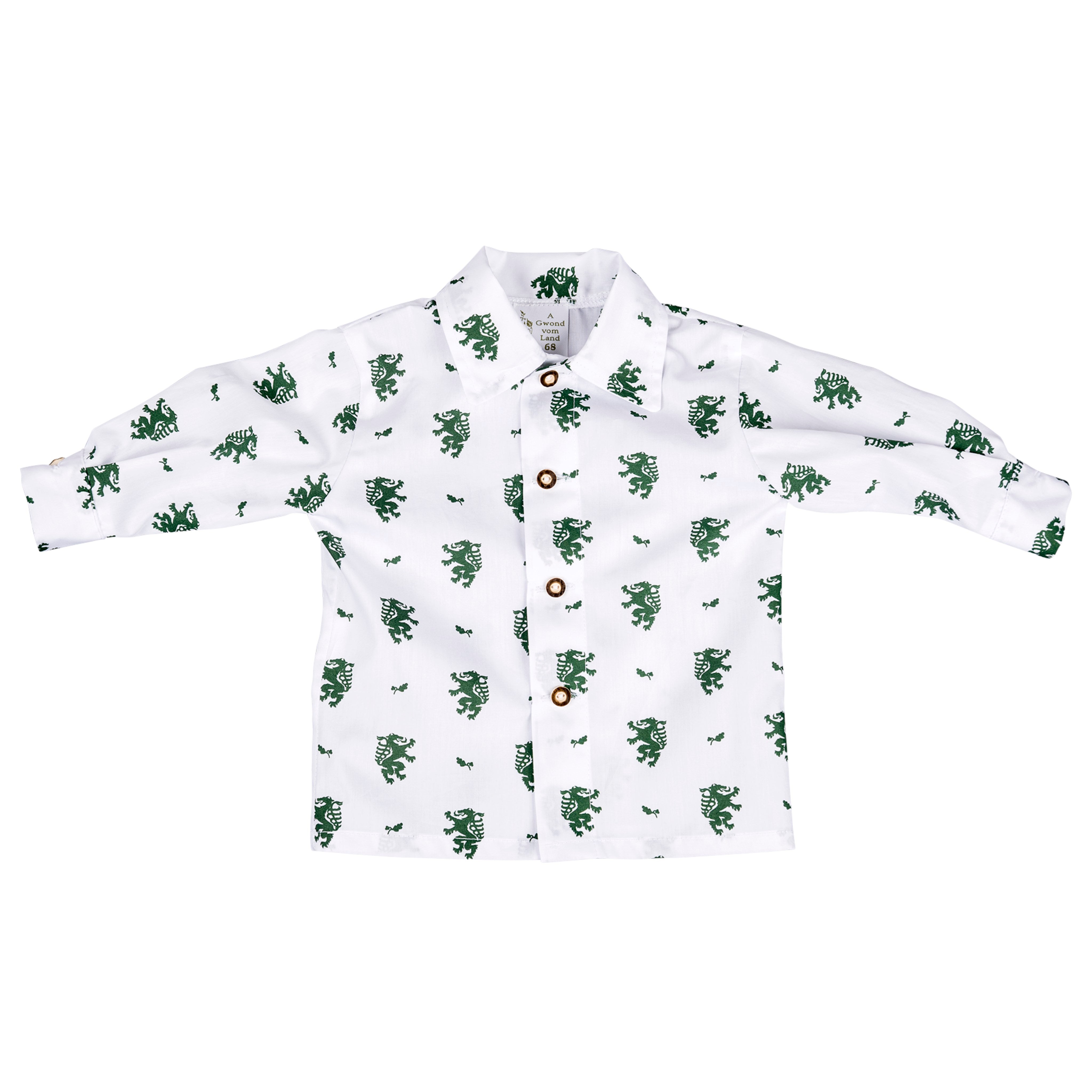 Trachtenhemd Panther Baumwolle Weiß Grün