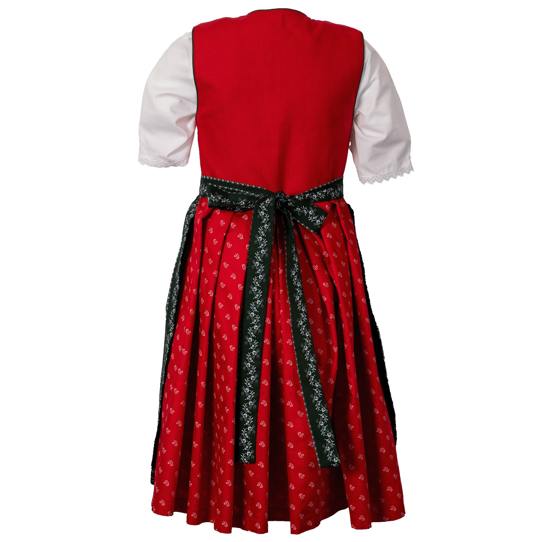 Mädchen Dirndl mit Bluse Baumwolle Rot Grün