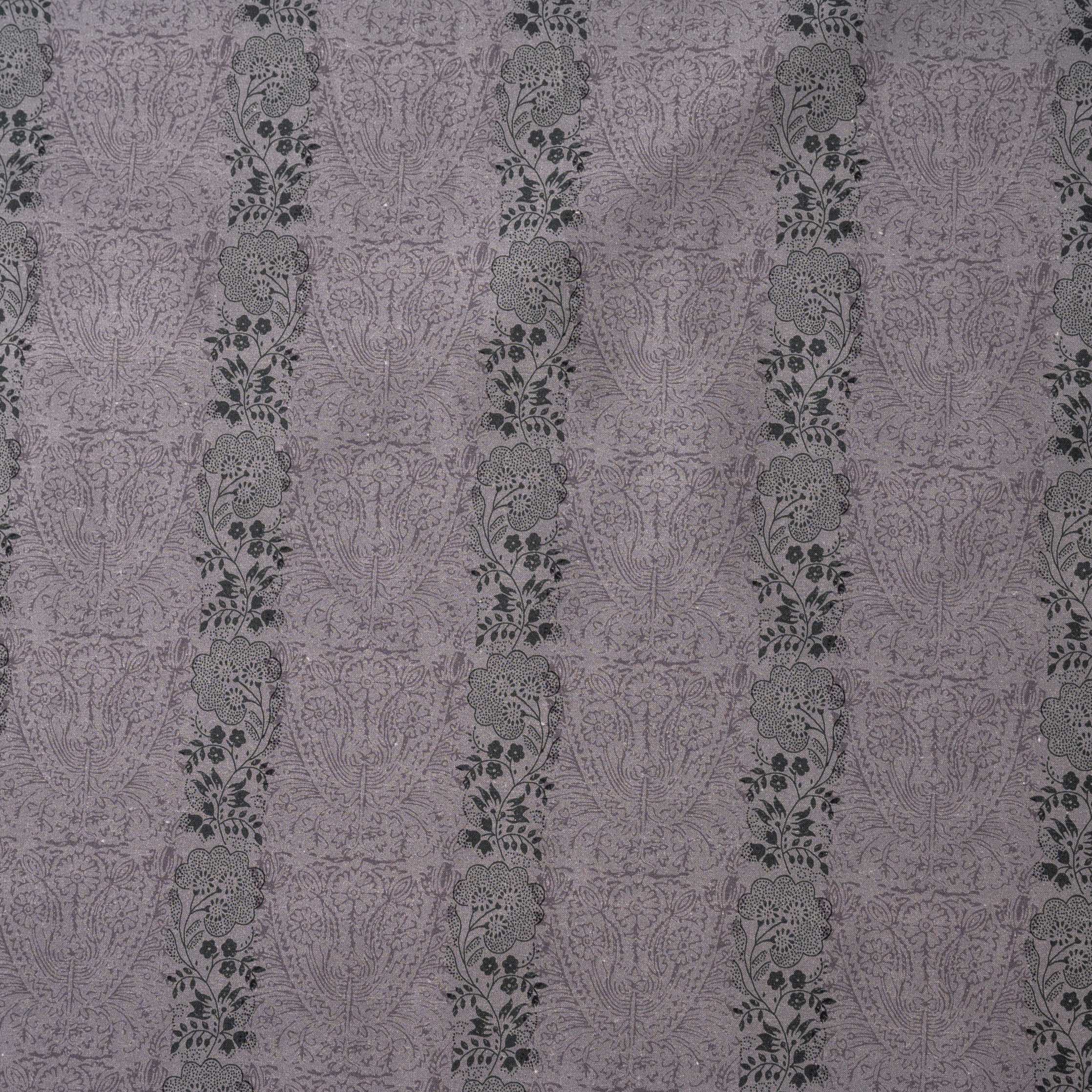 Trachtenstoff Baumwolle Satin Ranken Grau Grün 0,5m
