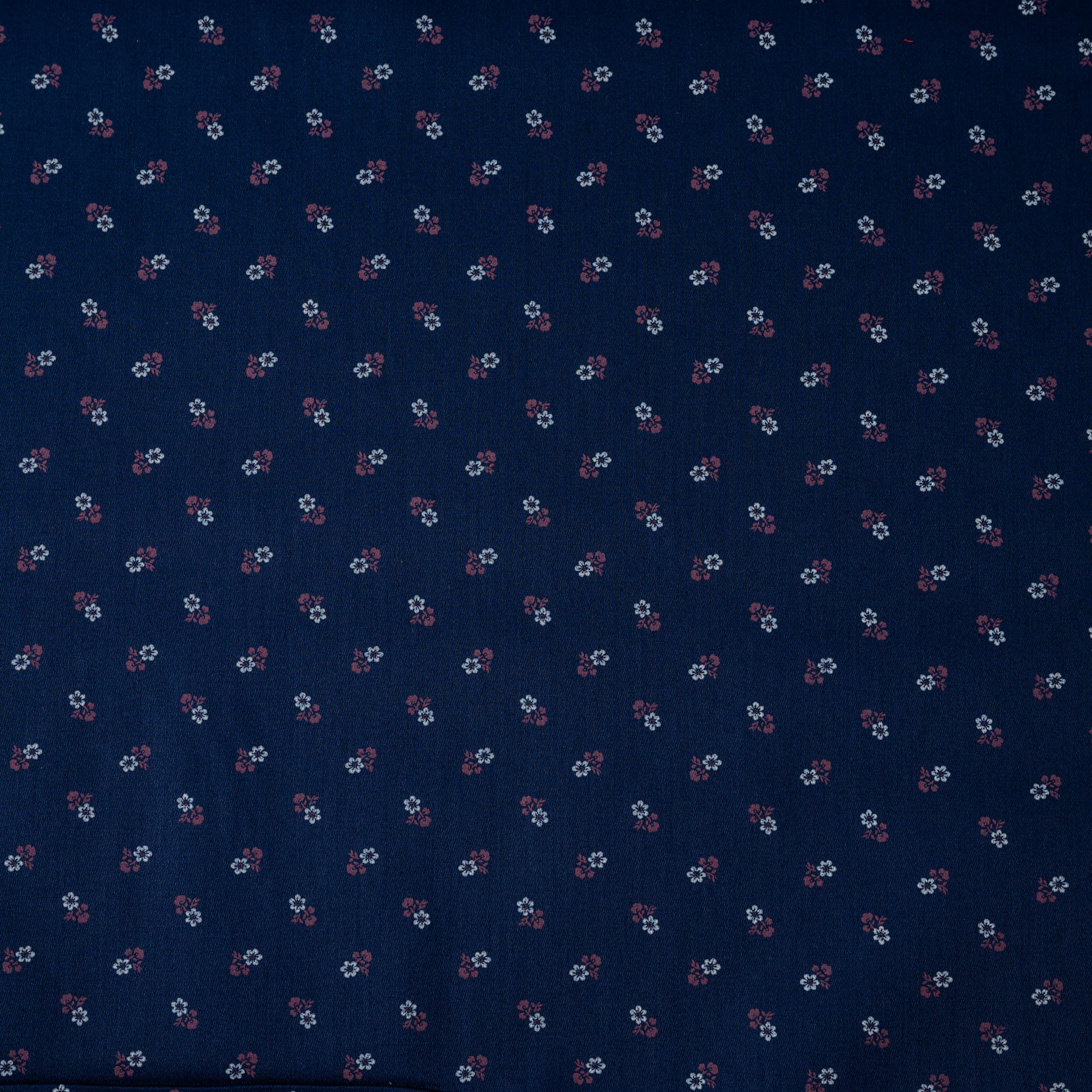 Trachtenstoff Baumwolle Satin geblümt Blau Weiß 0,5m