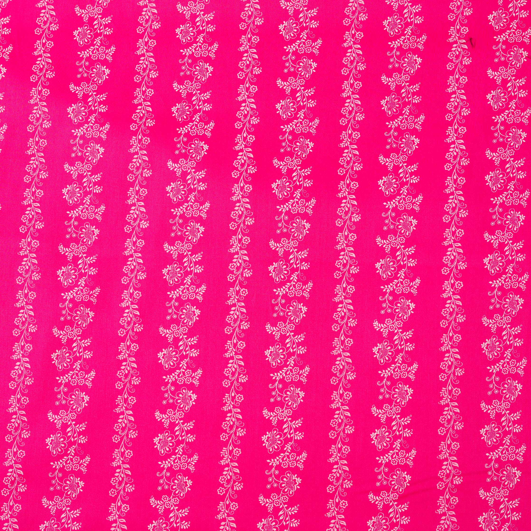 Trachtenstoff Baumwolle Satin Ranken Pink Weiß 0,5m