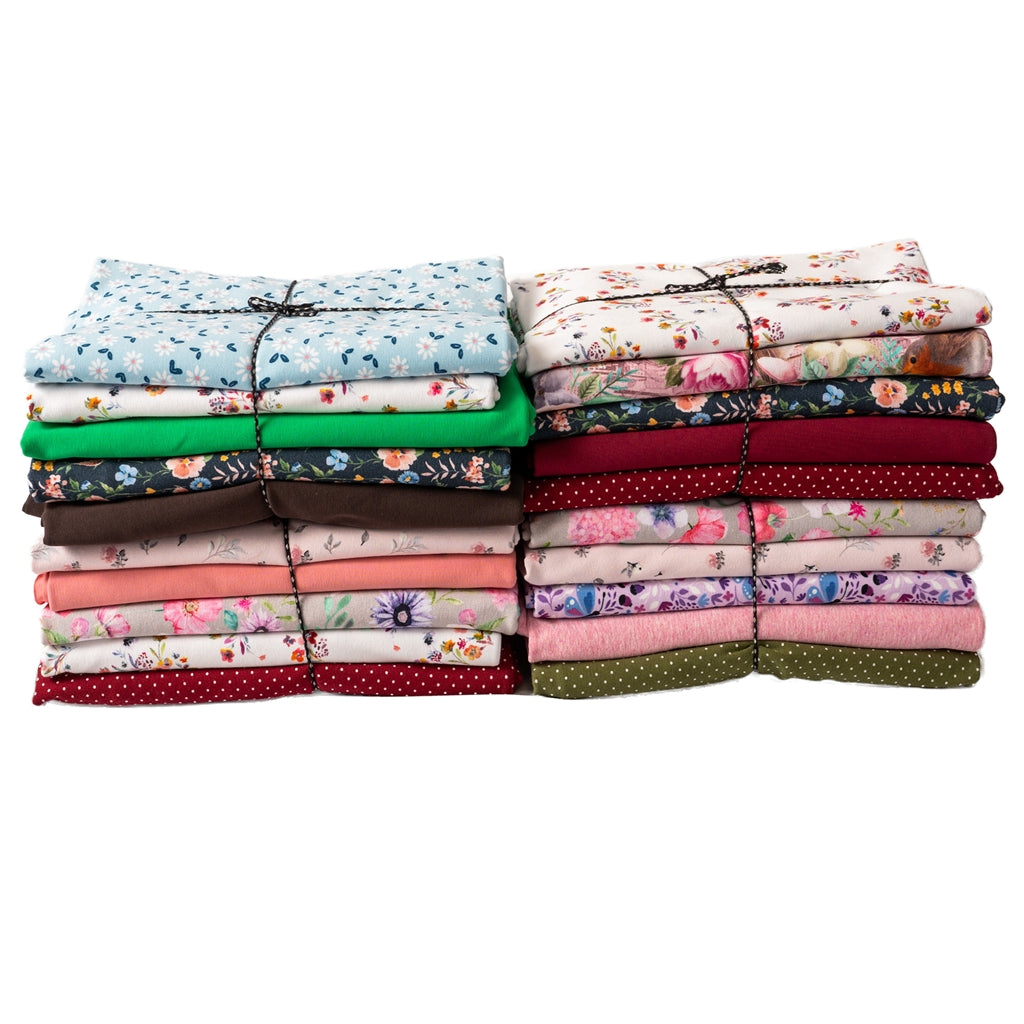 Stoffpaket Jersey Frauen- Mädchenstoffe bunt gemischt 5 x 1m